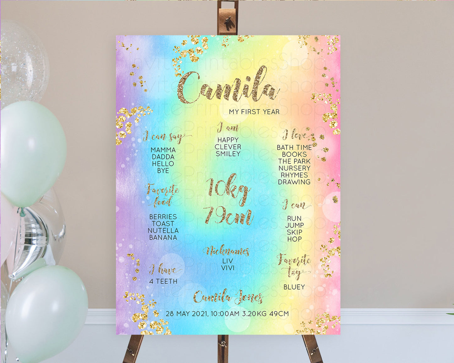 Tie Dye Milestone Board Rainbow First Birthday Milestone Poster Pastel Milestone Colorful Milestone Board Pastel Rainbow Birthday D10568