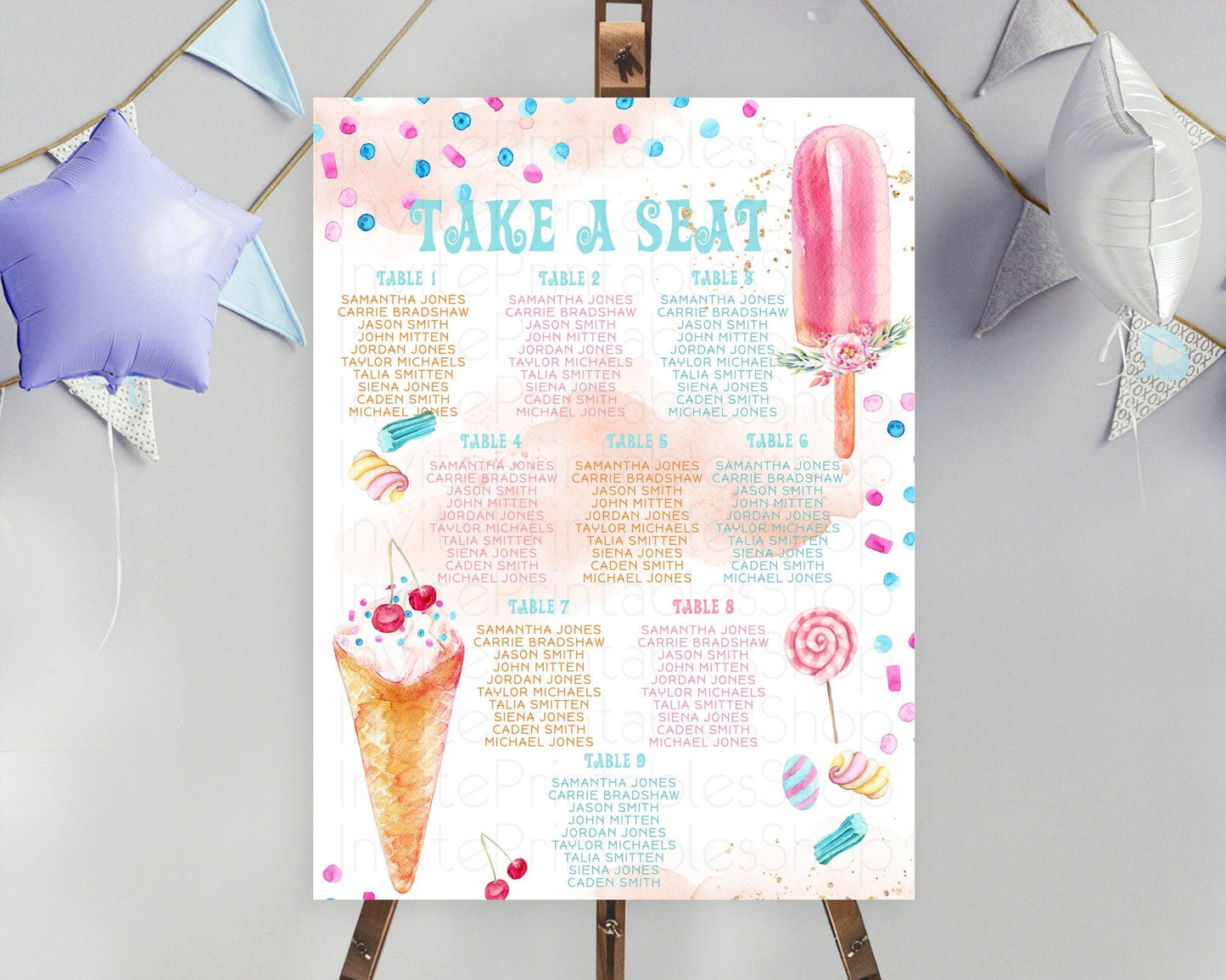 Ice Cream Seating Chart Sweet Candy Seating Chart Here's The Scoop Seating Sign Pastel Candy Seating Sign Candy Decor Sweet Candy D10554