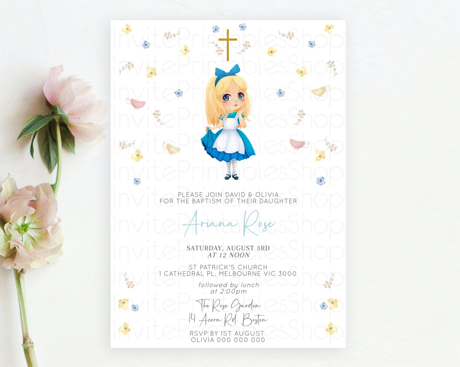 Editable Princess Baptism Invitation Enchanted Castle Baptism 1st Birthday I