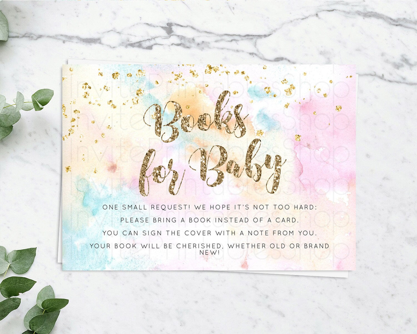 Pastel Books For Baby Card Pastel Rainbow Book Insert Colorful Ombre Watercolor Book Card Confetti Glitter Baby Book Poem Request D10548