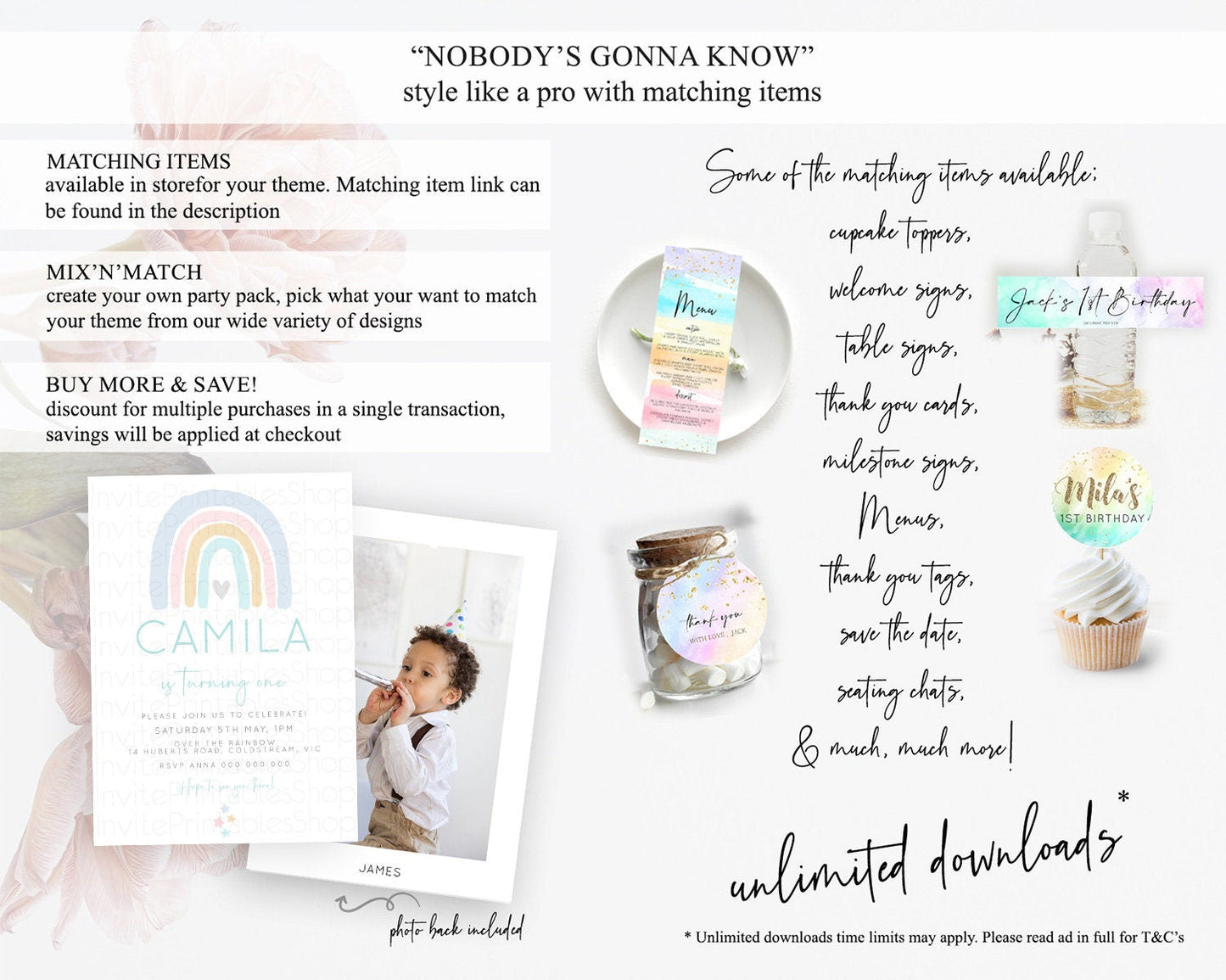 Pastel Rainbow Birthday Invitation Pastel Rainbow Invitation Rainbow Invitation Pastel Invitation Boho Rainbow 1st First Birthday D10214