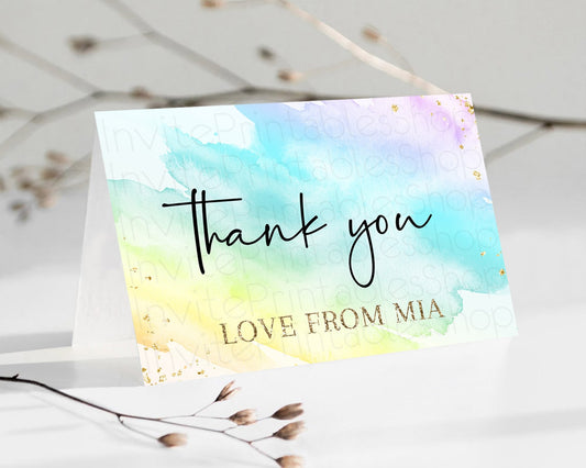 Editable Pastel Thank You Rainbow Thank You Card Colorful Pastel Birthday Th
