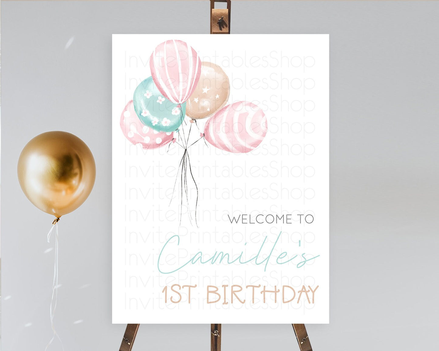 Pastel Balloons Welcome Sign Colorful Balloon Welcome Board Rainbow Balloon Weclome Poster Confetti First Birthday Welcome Sign D10687