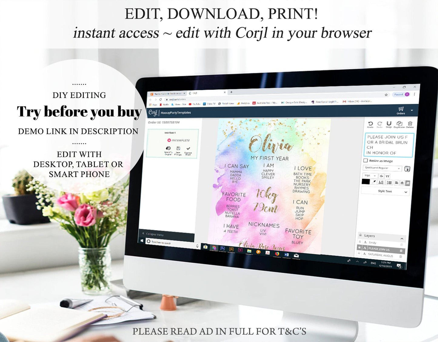 Pastel First Birthday Milestone Board Pastel Rainbow Milestone Poster Watercolor Glitter One Year Poster Colorful Splash Baby 1st Year g504