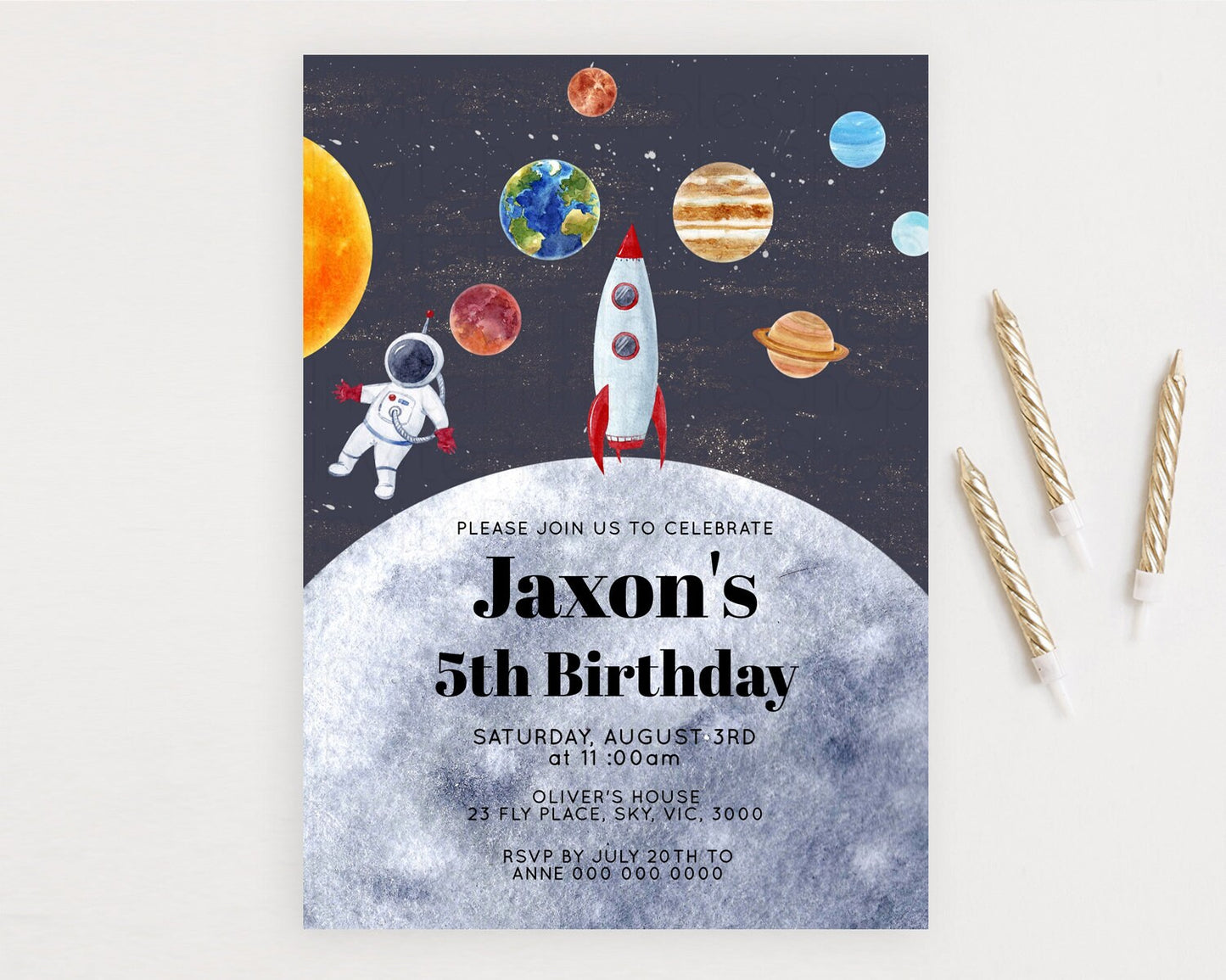 Space Birthday Invitation Space 1st Birthday Invites First Trip Around the Sun Invite Sky Stars Planets Milkyway Solar System Invite D10430