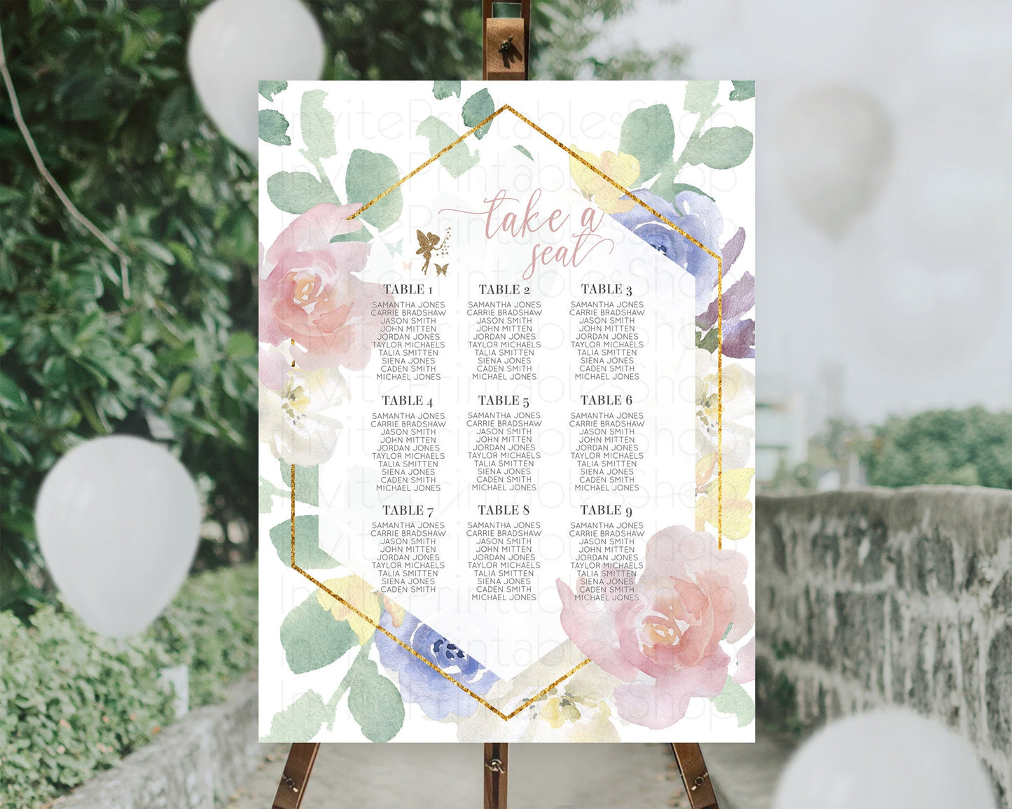 Fairy Seating Chart Pastel Fairy Seating Chart Fairy Tea Party Fairy Garden Seating Sign Enchanted Garden Floral Butterfly Décor D10294