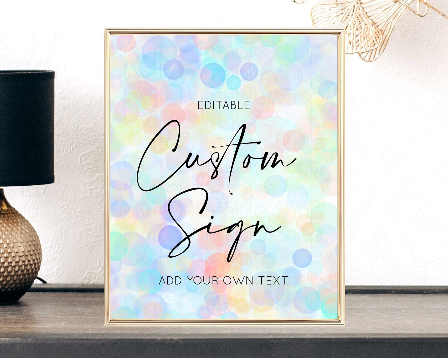 Pastel Rainbow Sign Cards Gifts Sign Table Signs Diaper Sign Books Sign Food Sign Custom Sign Glitter Wedding Birthday Baby Shower 8x10 T500