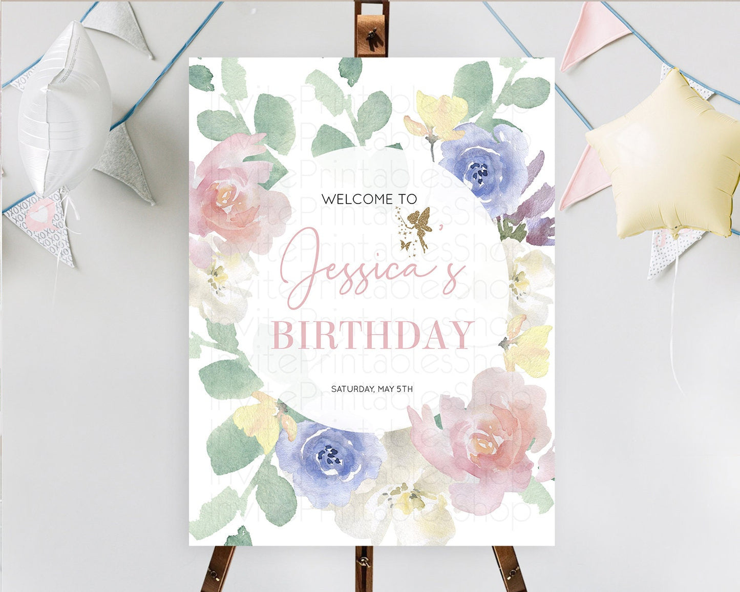 Fairy Welcome Sign Fairy Welcome Board Enchanted Garden Pastel Floral Butterfly Decor Secret Garden First Birthday Welcome Sign D10861