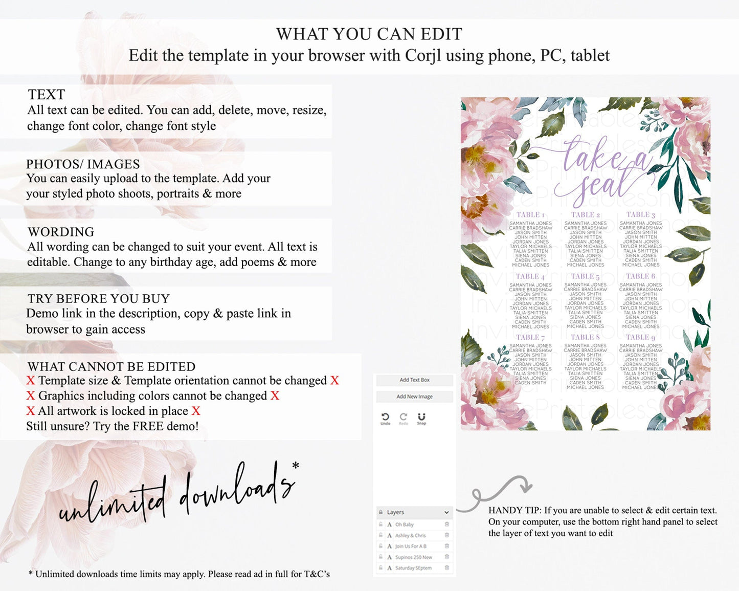 Secret Garden Seating Chart Wildflower Seating Chart Pastel Flowers Seating Chart Enchanted Garden Boho Floral Take A Seat Decor D10729