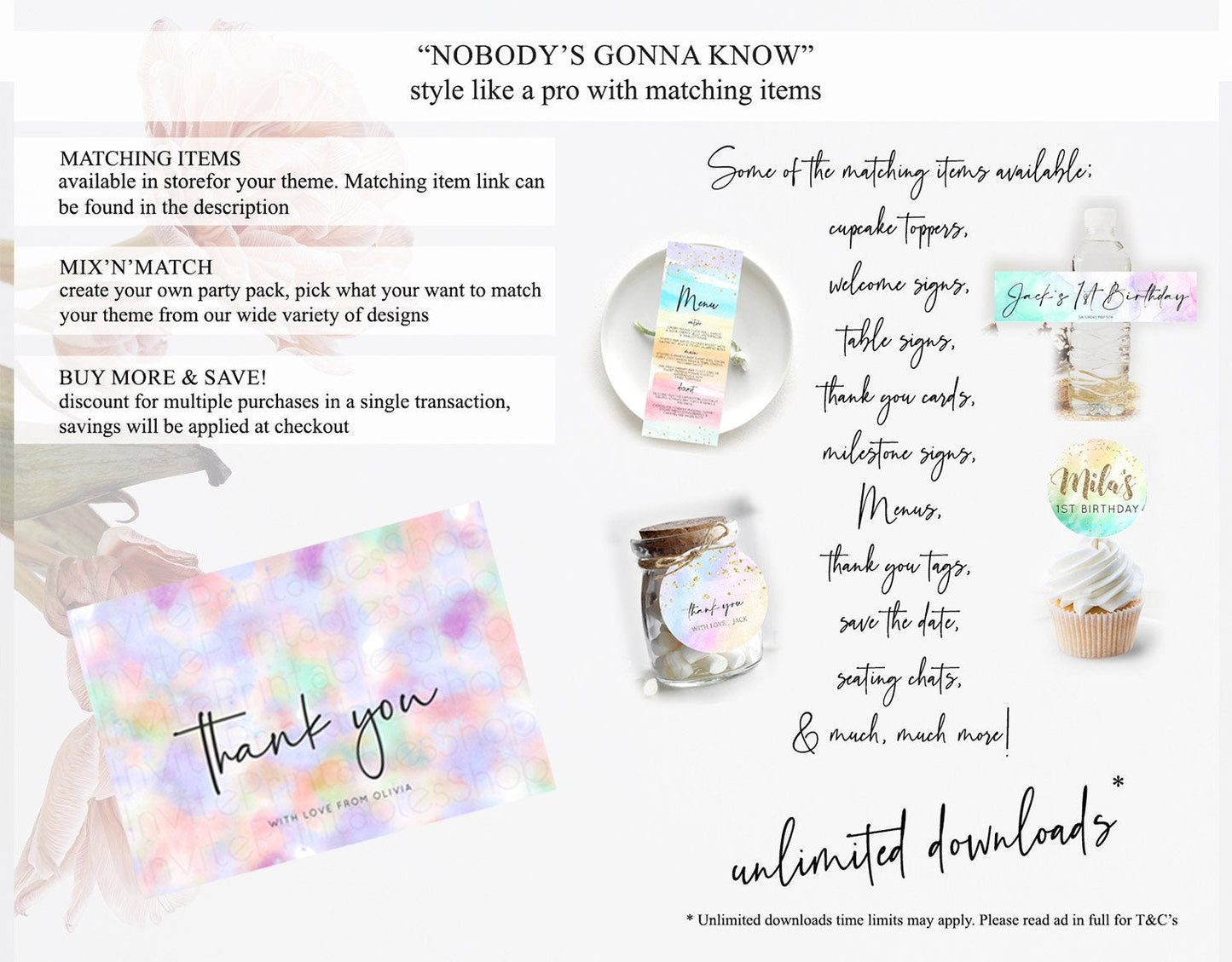 Pastel Thank You Rainbow Thank You Card Colorful Pastel Birthday Thank You Card Confetti Watercolor Pastel Teacher Thank You Cards D10697