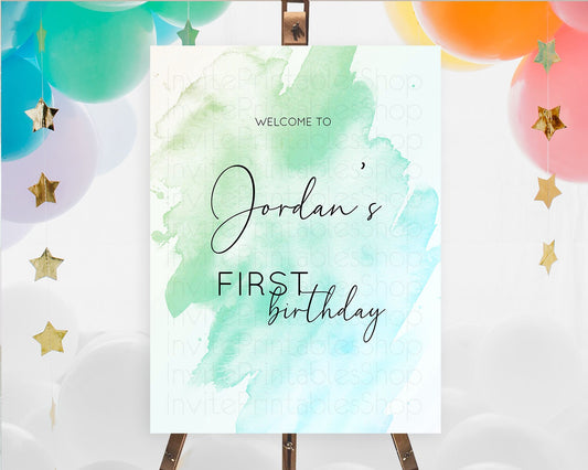 Editable Green Welcome Sign Green Watercolor Welcome Board Pastel Green Part