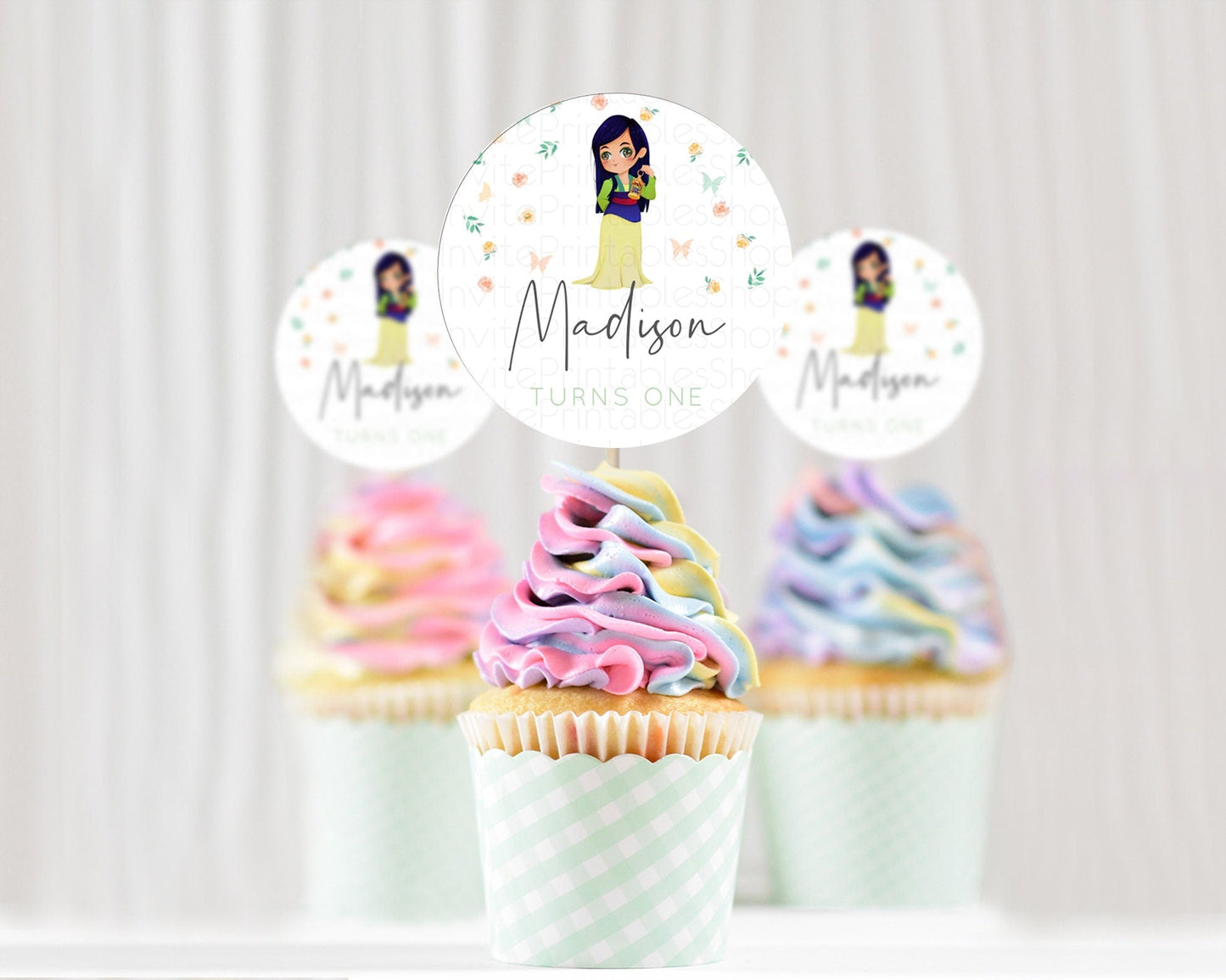 Princess Cupcake Toppers Castle Cupcake Toppers Royal Princess Decor Fairy Tale Enchanted Castle Pastel Floral Garden Table Number D10357
