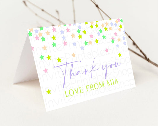 Editable Star Thank You Card Pastel Stars Thank You Shooting Star Rainbow Co