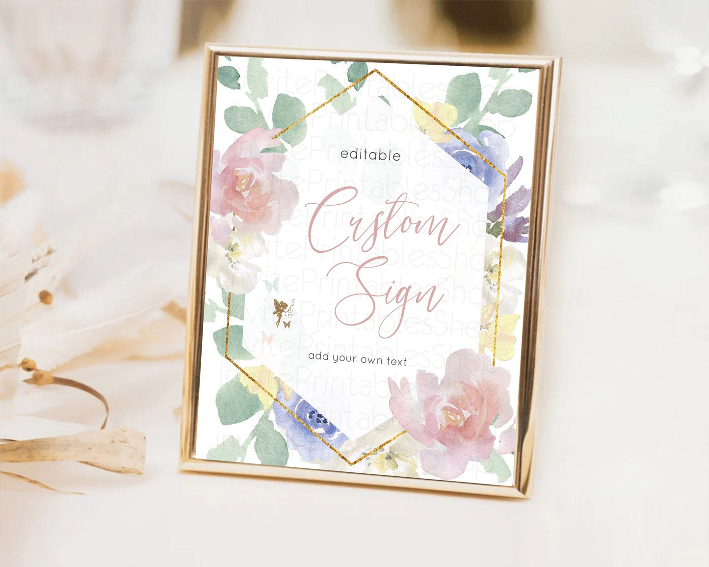 Fairy Sign Enchanted Garden Table Sign Decor Pastel Floral Butterfly Party Secret Garden Birthday Baptism Baby Shower Bridal Shower D10294