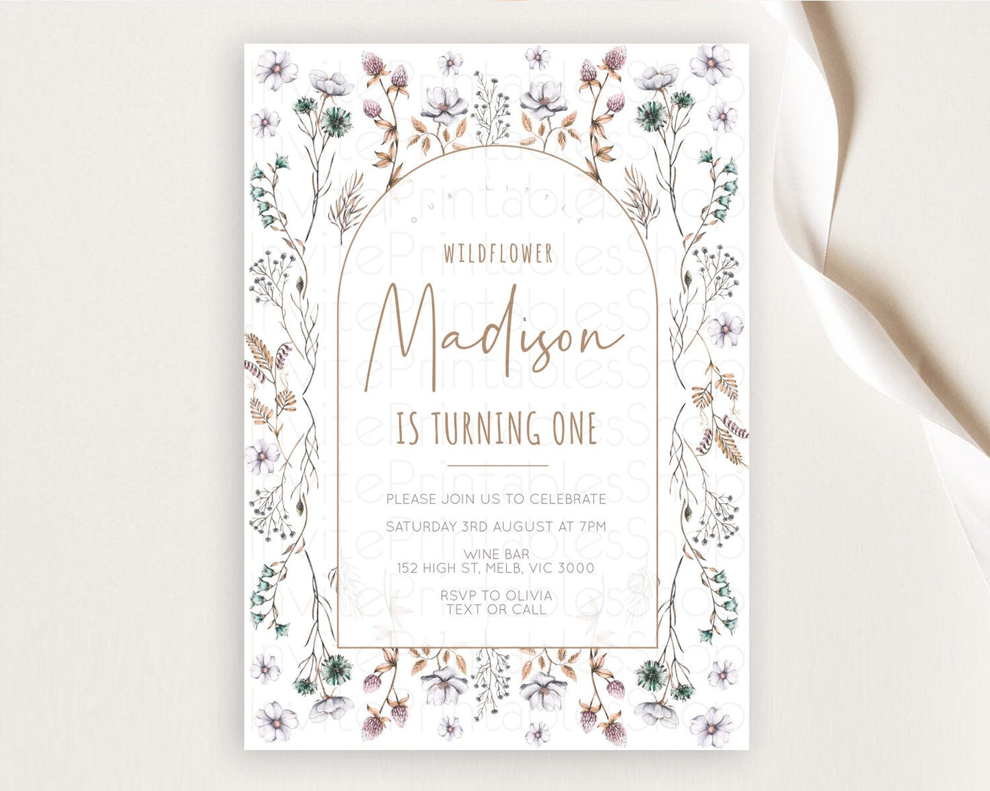 Secret Garden Invitation Wildflower Birthday Invitation Pastel Flowers Invite Enchanted Garden Boho Floral 3rd 2nd First Birthday D10604