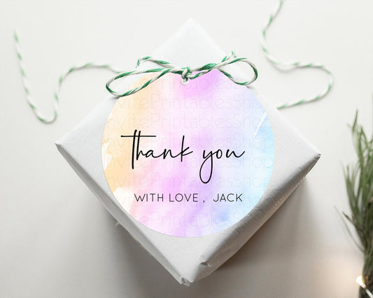 Editable Pastel Thank You Tags Rainbow Thank You Gift Tags Colorful Pastel F