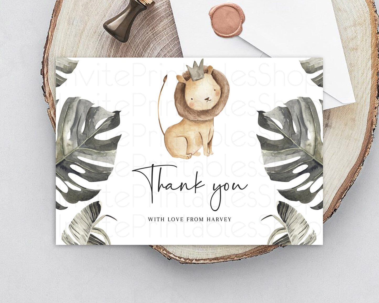 Editable Lion Thank You Lion Thank You Card Lion Party Birthday Thank You Ca