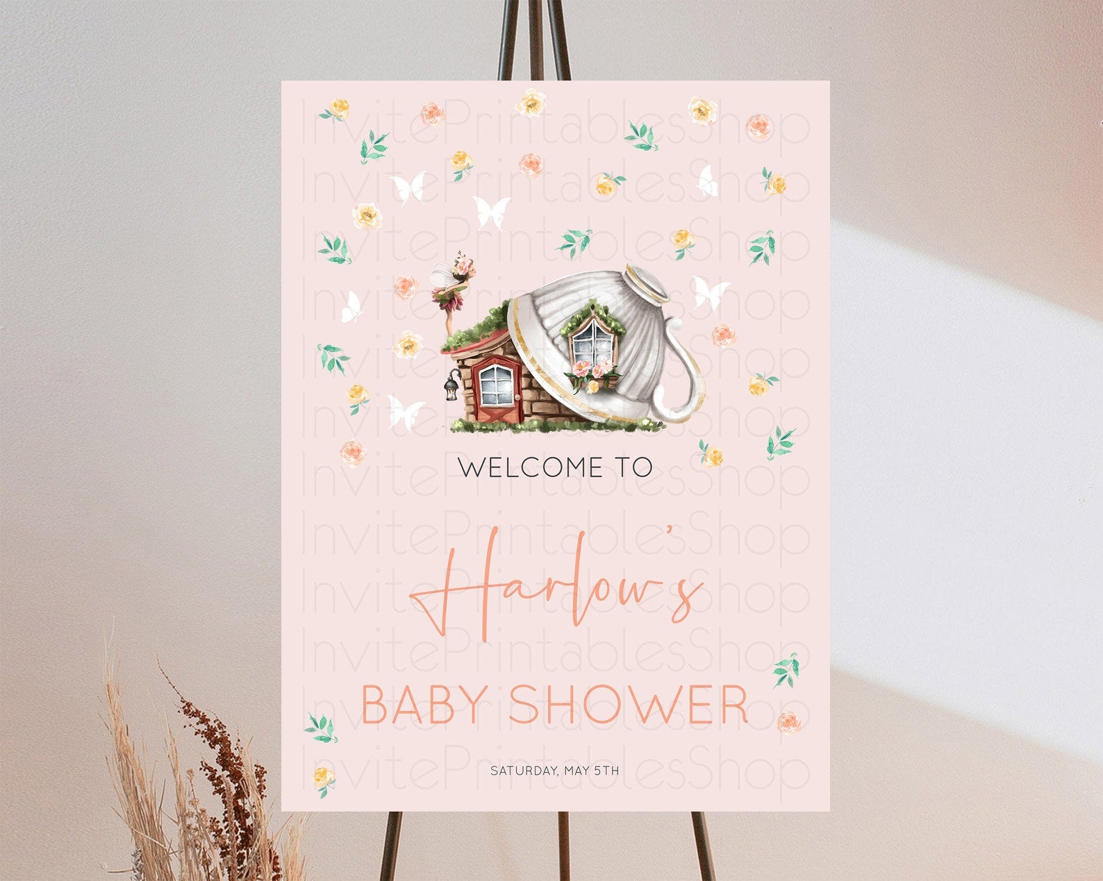 Editable Fairy Baby Shower Welcome Sign Fairy Welcome Board Enchanted Garden