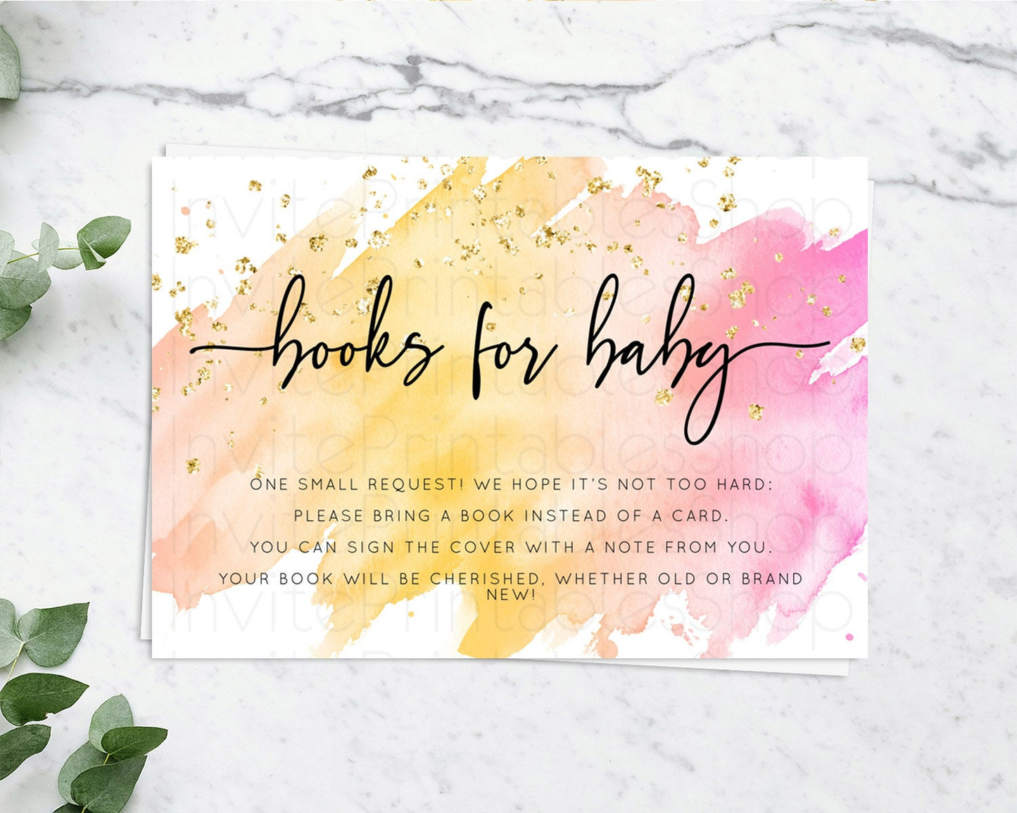 Pastel Books For Baby Card Pastel Rainbow Book Insert Colorful Ombre Watercolor Book Card Confetti Glitter Baby Book Poem Request D10527