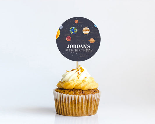Editable Space Cupcake Toppers Space Decor First Trip Around the Sun Decor D