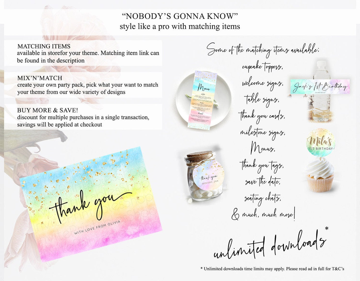Pastel Thank You Rainbow Thank You Card Colorful Pastel Birthday Thank You Card Confetti Watercolor Pastel Teacher Thank You Cards D10480