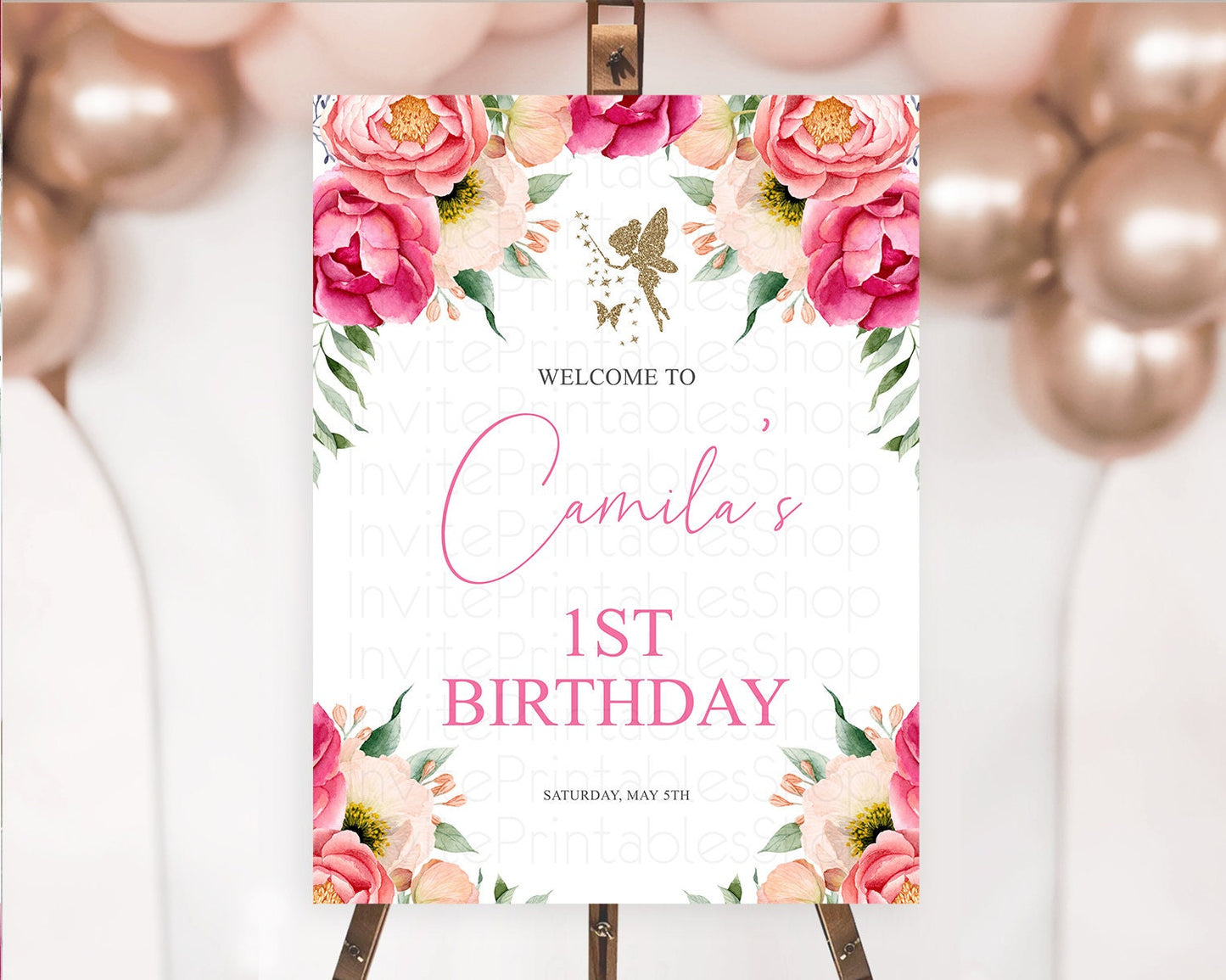 Fairy Welcome Sign Fairy Welcome Board Enchanted Garden Pastel Floral Butterfly Decor Secret Garden First Birthday Welcome Sign D10883