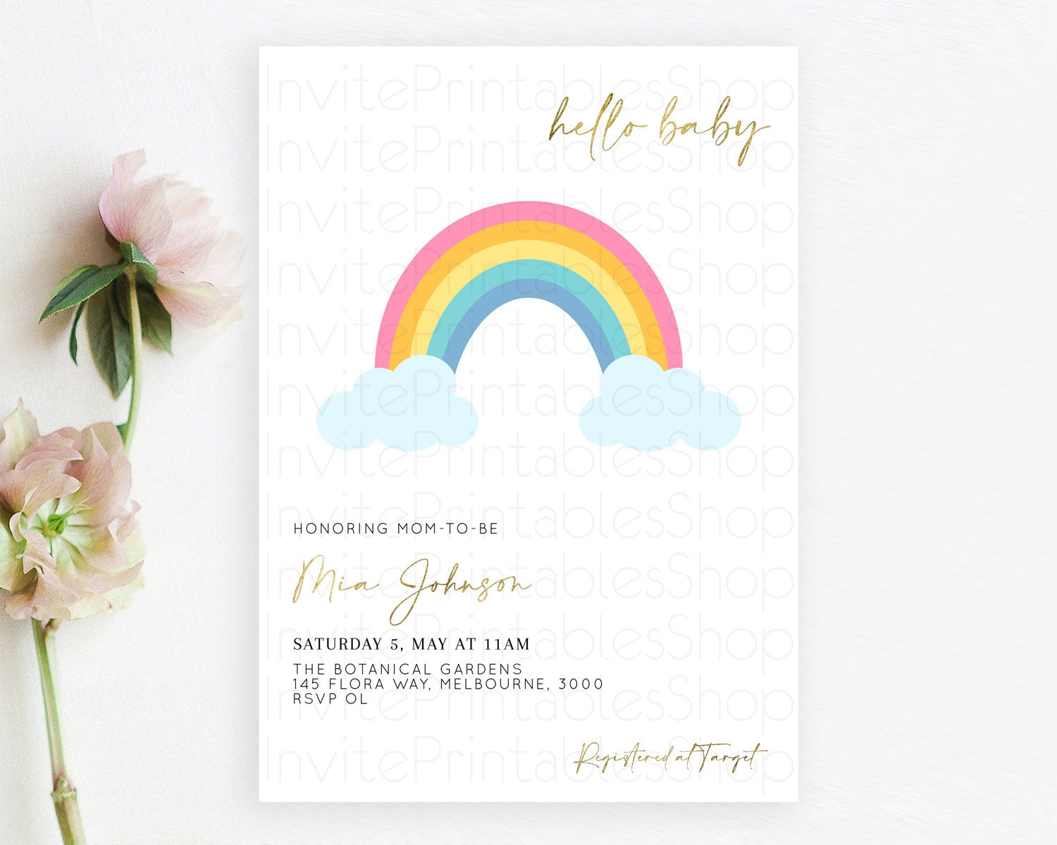 Editable Pastel Rainbow Baby Shower Invitation Pastel Rainbow Invitation Rai