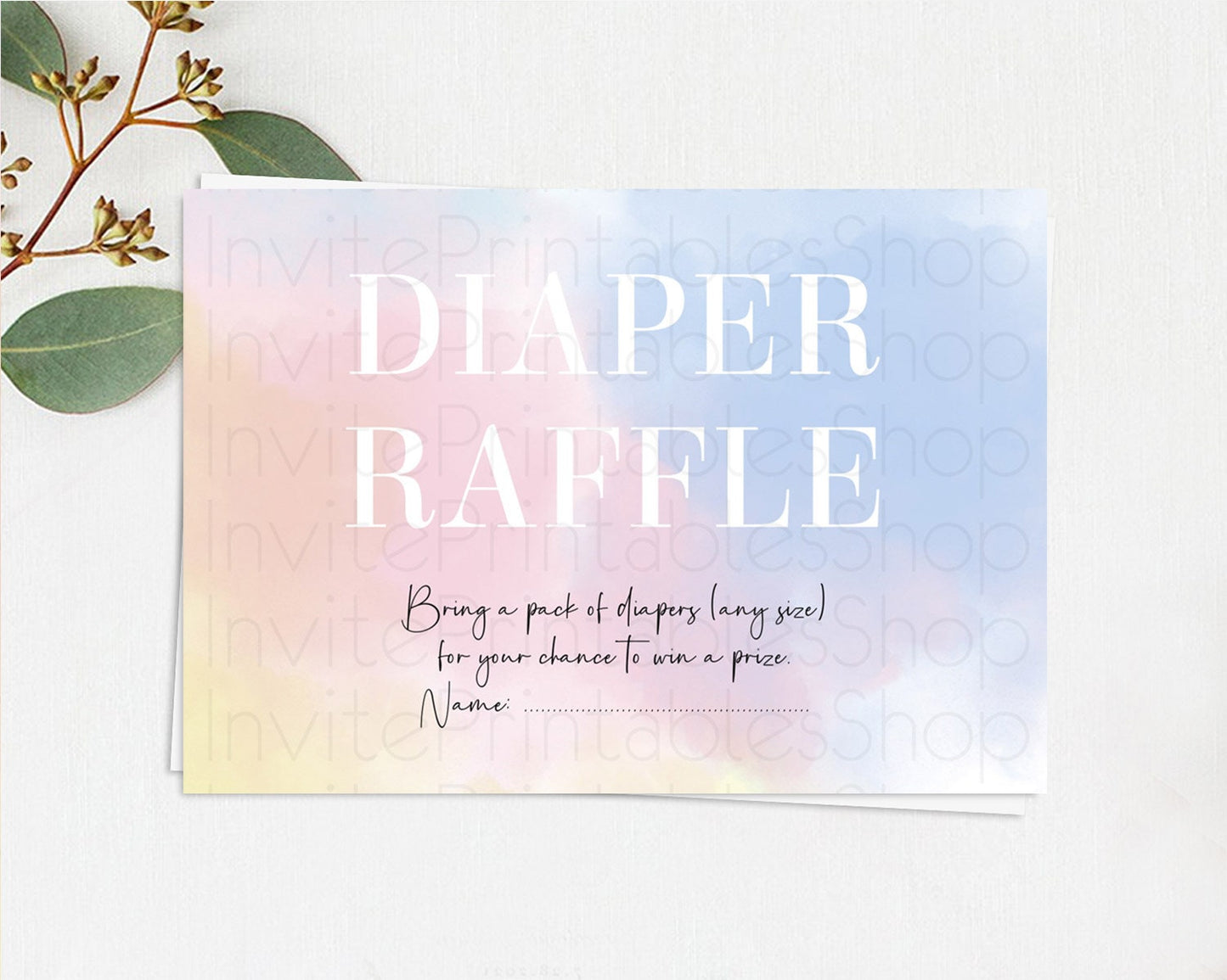 Editable Pastel Diaper Raffle Card Pastel Rainbow Diaper Raffle Insert Color