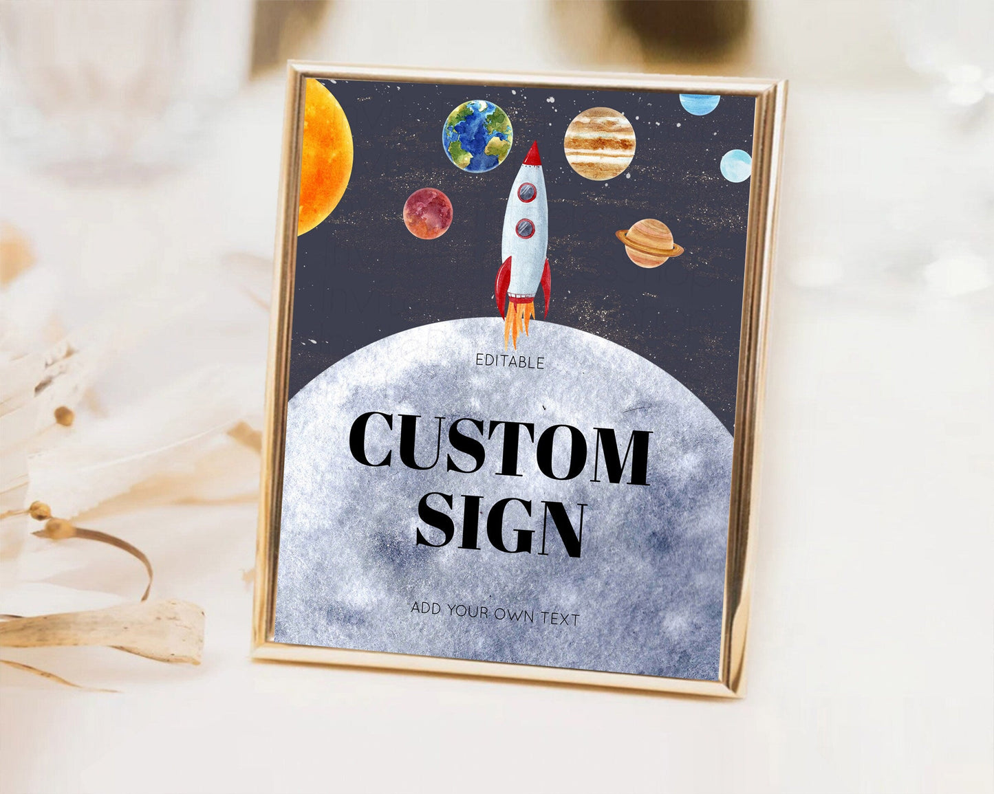 Space Table Sign Decor Galaxy Space Adventure Party First Trip Around the Sun Planets Solar System 1st Birthday Baptism Baby Shower D10430