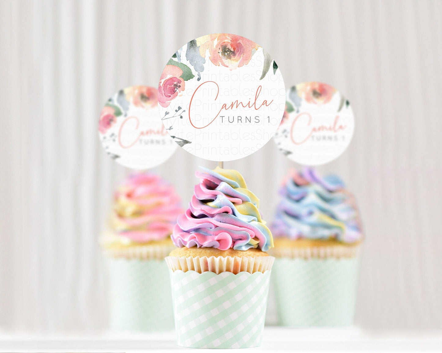 Secret Garden Cupcake Toppers Wildflower Cupcake Toppers Pastel Flowers Cupcake Toppers Enchanted Garden Boho Floral First Birthday D10778