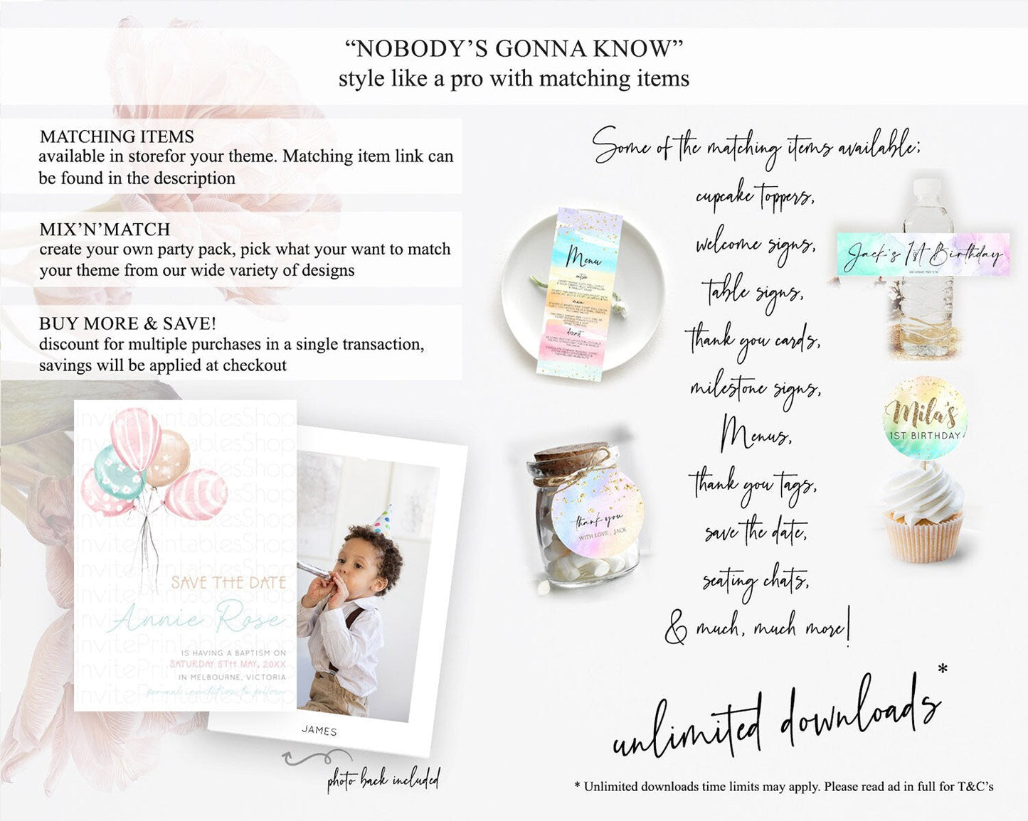 Pastel Balloons Save The Date Rainbow Confetti Balloon Party Colorful Balloon Save The Date Template Birthday Baby Shower Baptism D10687
