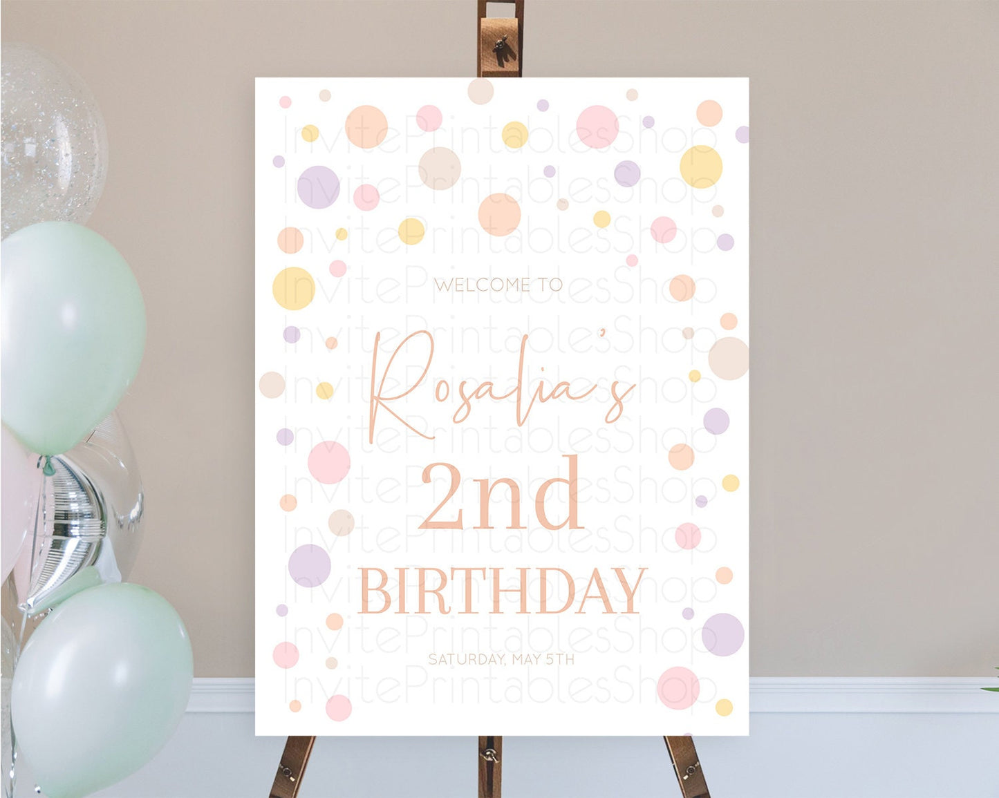 Rainbow Welcome Sign Pastel Welcome Board Pastel Rainbow Confetti Welcome Sign Colorful Bubbles Pastel First Birthday Welcome Sign D10759