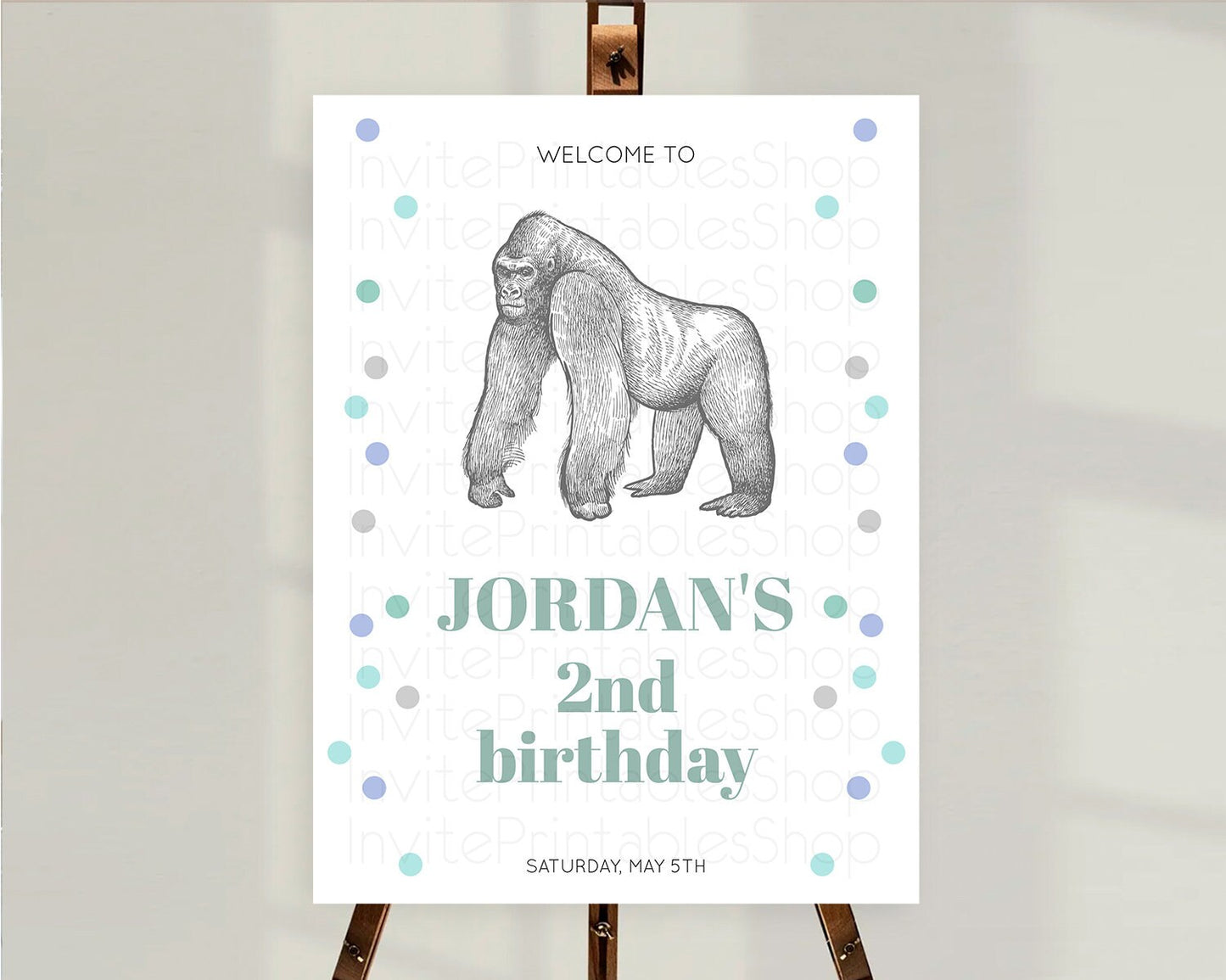 Gorilla Welcome Sign Gorilla Welcome Board Gorilla Party Welcome Poster Safari Adventure Decor Gorilla First Birthday Welcome Sign D10854