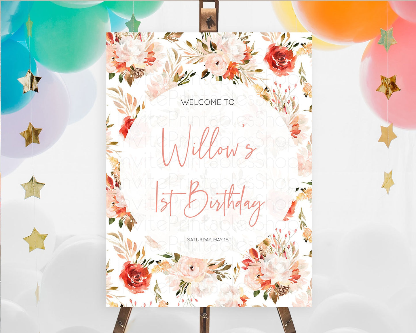 Secret Garden Welcome Sign Wildflower Welcome Board Pastel Flower Garden Welcome Poster Boho Wildflower First Birthday Welcome Sign D10540