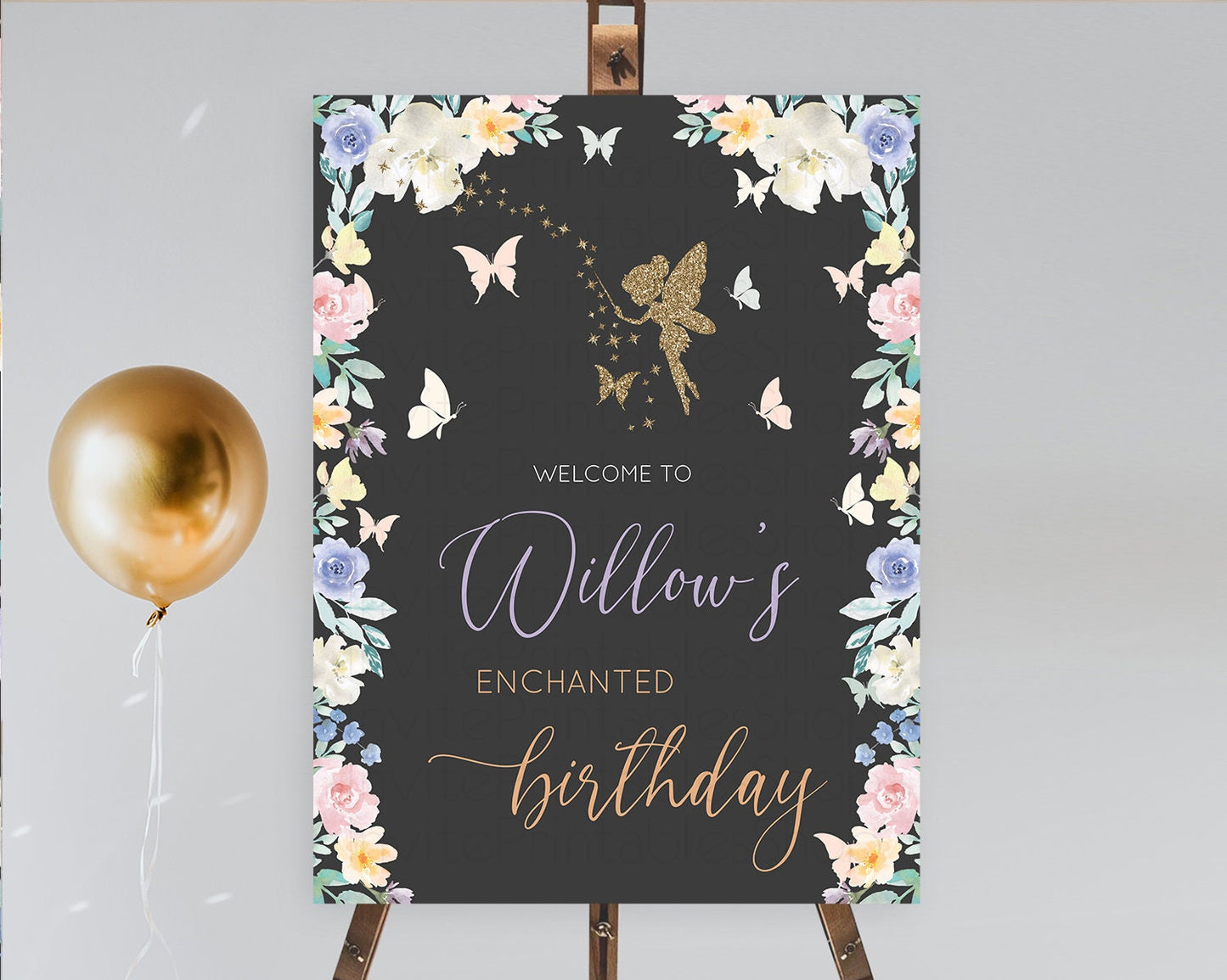 Fairy Welcome Sign Fairy Welcome Board Enchanted Garden Pastel Floral Butterfly Décor Secret Garden First Birthday Welcome Sign D11000