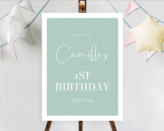 Editable Green Welcome Sign Plain Green Welcome Board Minimalist Pastel Gree