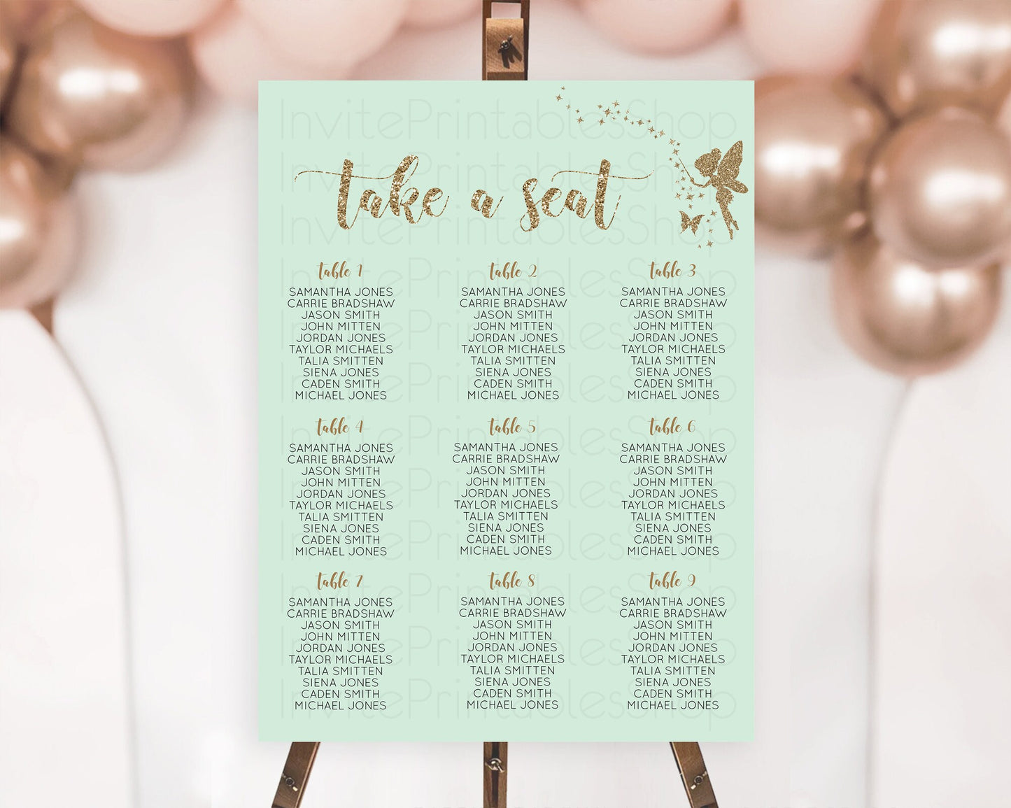 Fairy Seating Chart Pastel Fairy Seating Chart Fairy Tea Party Fairy Garden Seating Sign Enchanted Garden Floral Butterfly Décor D10908