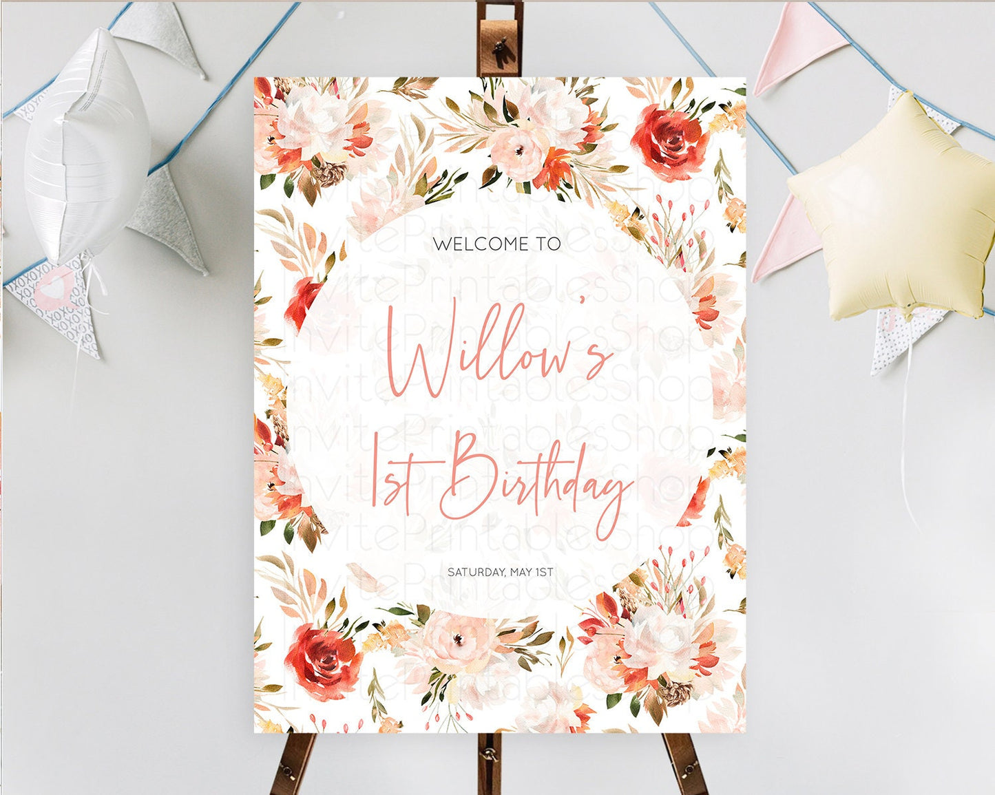 Secret Garden Welcome Sign Wildflower Welcome Board Pastel Flower Garden Welcome Poster Boho Wildflower First Birthday Welcome Sign D10540