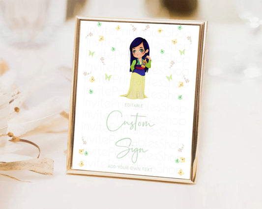 Editable Princess Party Table Sign Decor Secret Garden Enchanted Castle Past