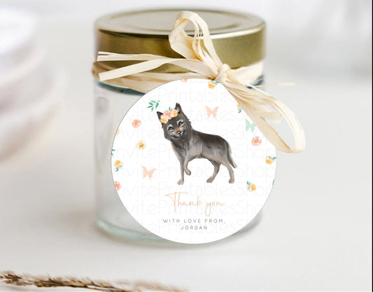 Editable Wolf Thank You Tags Wolf Thank You Gift Tags Pastel Floral Wolf Fav