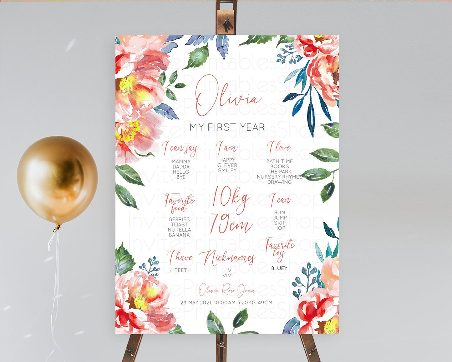 Secret Garden Milestone Board Wildflower First Birthday Milestone Poster Pastel Flowers Milestone Boho Wildflower 1st Birthday Sign D10751