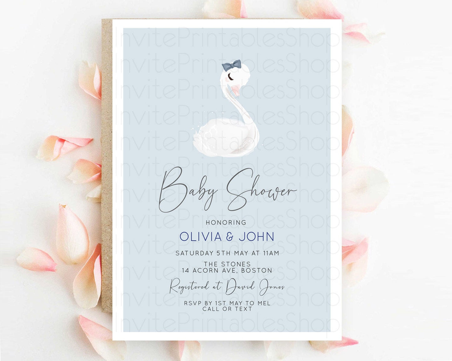 Swan Baby Shower Invitation Swan Princess Ballet Invitation Enchanted Forest Swan Lake Baby Shower Watercolour Pastel Floral D10760