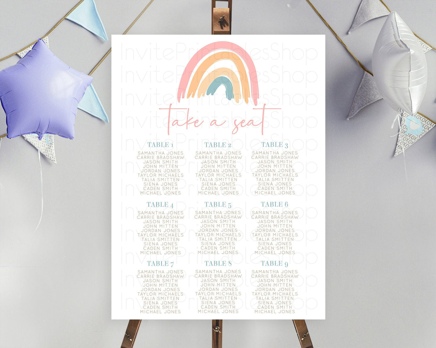 Pastel Rainbow Seating Chart Boho Rainbow Seating Chart Rainbow Seating Chart Pastel Seating Chart Boho Rainbow Seating Sign D10351