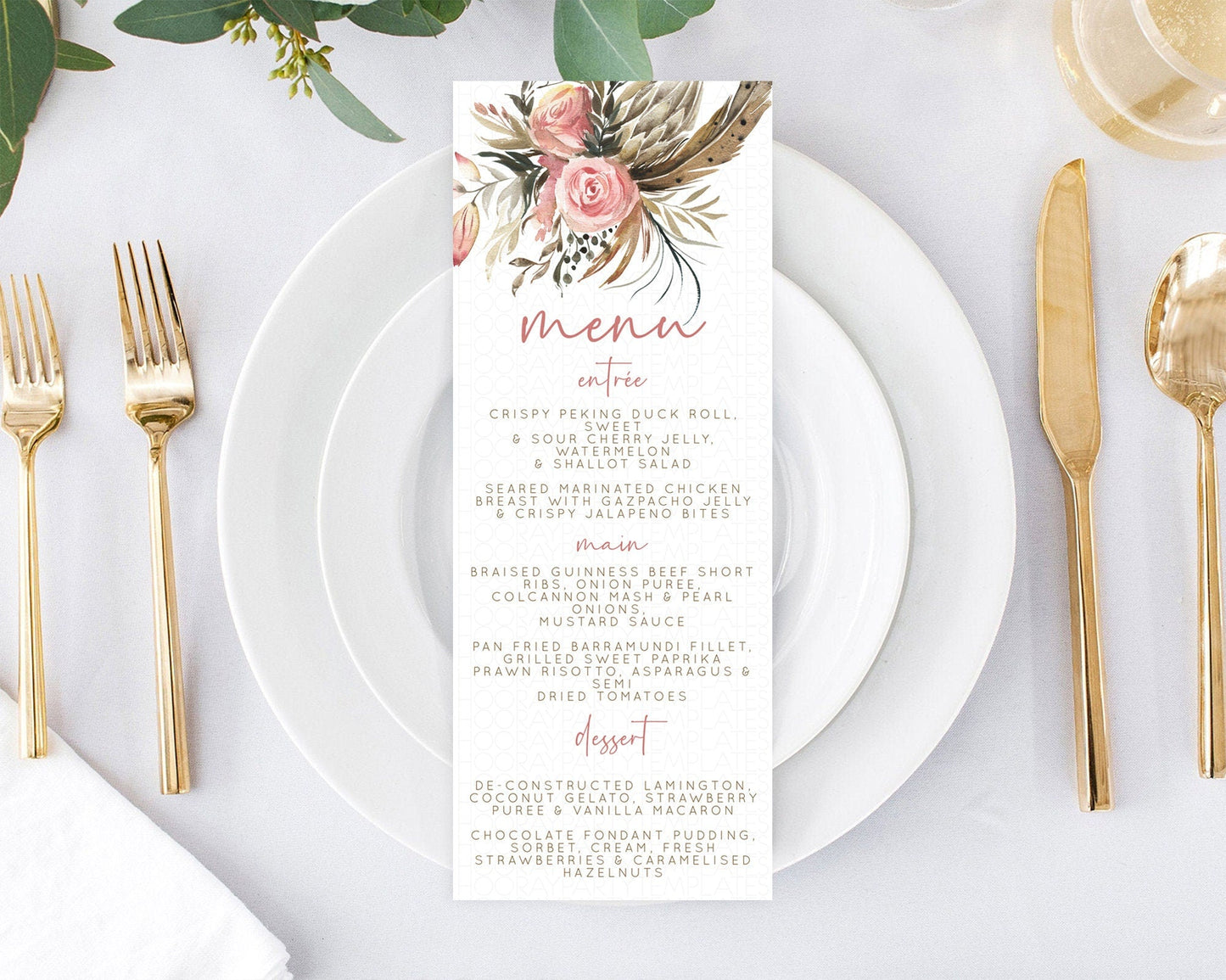 Secret Garden Menu Wildflower Menu Template Pastel Flower Garden Table Decor Boho Floral Dinner Dessert Floral Party Food Menu D10686