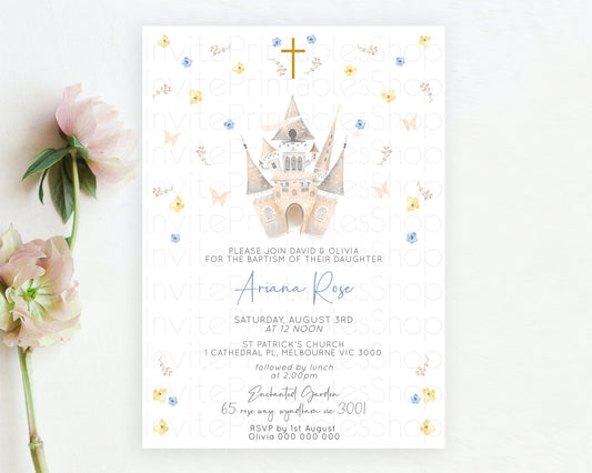 Editable Princess Baptism Invitation Enchanted Castle Baptism 1st Birthday I