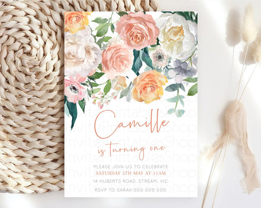 Editable Secret Garden Invitation Wildflower Birthday Invitation Pastel Flow