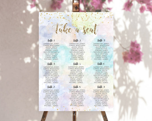 Rainbow Seating Chart Pastel Seating Chart Colorful Pastel Watercolor Seating Sign Ombre Pastel Décor Pastel Take A Seat Sign D10614