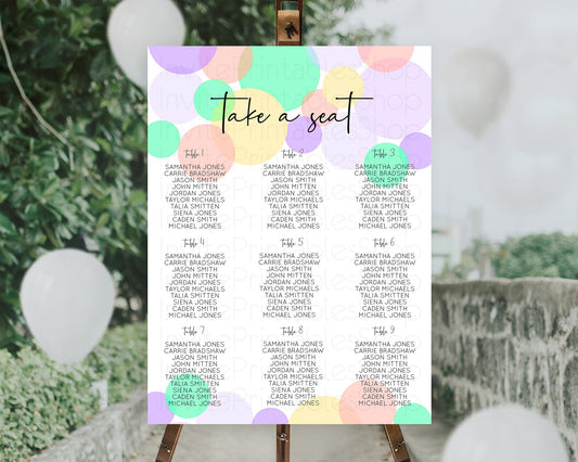Editable Pastel Seating Chart Pastel Confetti Seating Chart Bubbles Sprinkle