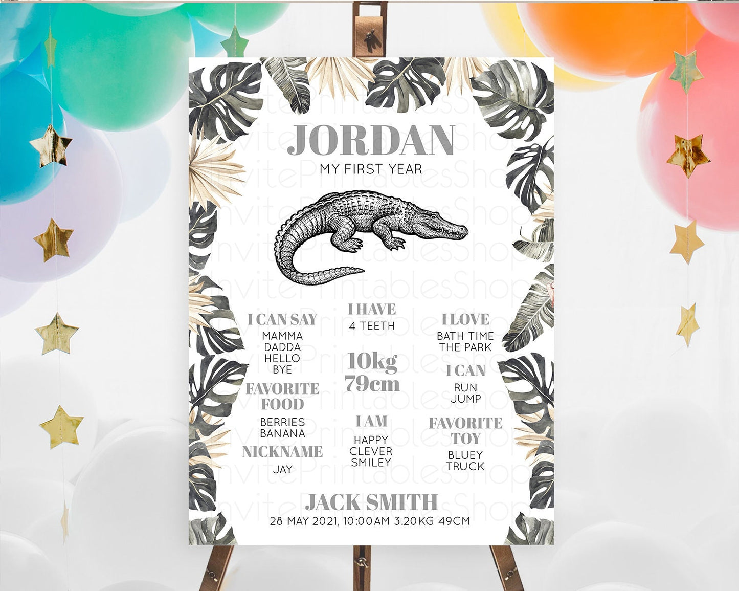 Crocodile First Birthday Milestone Board Alligator Milestone Poster Crocodile Alligator Decor Croc Gator First Birthday Welcome Sign D10830