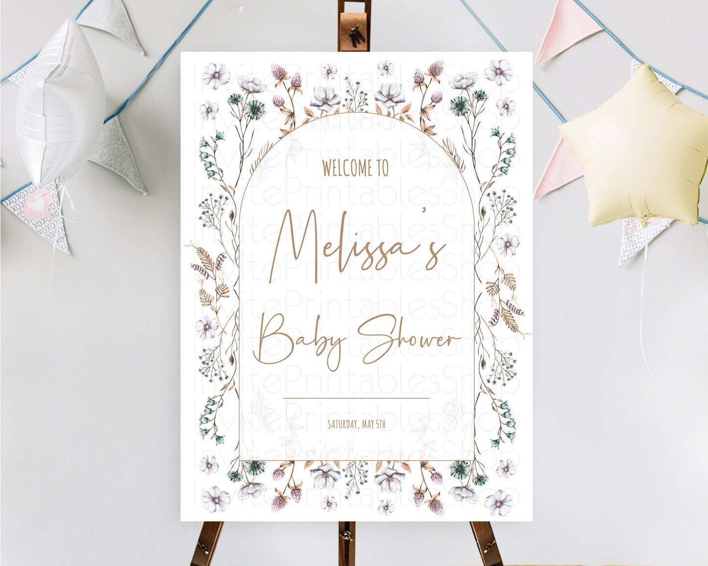 Editable Secret Garden Baby Shower Welcome Sign Wildflower Welcome Board Pas